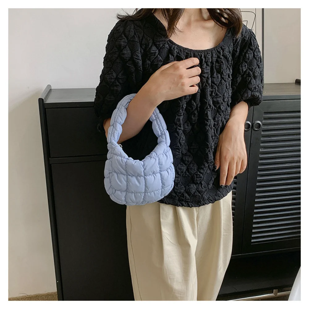 Mini Cloud Pleated Bags for Women Casual Quilted Handbag Nylon Padded Handle Bags Luxury Soft Puffy Bag Designer Underarm Bag