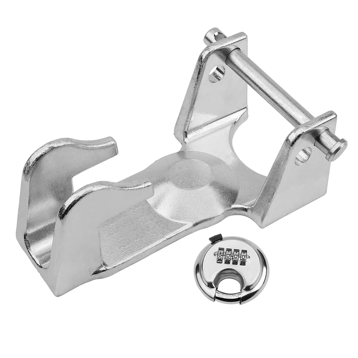 Gooseneck Trailer Lock Combination Lock, Model TL-50 Coupler Lock, for Use with Heavy Trailers, Livestock Haulers Silver