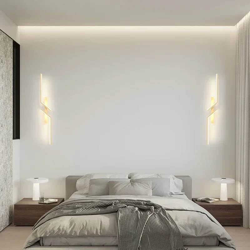 Modern Minimalist LED Wall Lamp Creative Strip Bedside Sconce for Bedroom Living Room TV Sofa Lighting