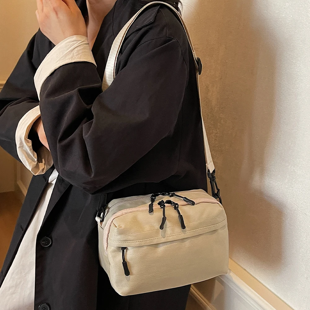 

Japanese Nylon Fabric Shoulder Bag, Casual Versatile Crossbody Bag, Lightweight Multi-Pocket Travel Small Square Bag
