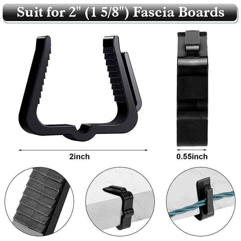 Ganci per ganci per luci natalizie Clip per luci in plastica 1 Clip per schede della Fascia da 5/8 pollici Clip per luci natalizie in plastica resistente alle intemperie