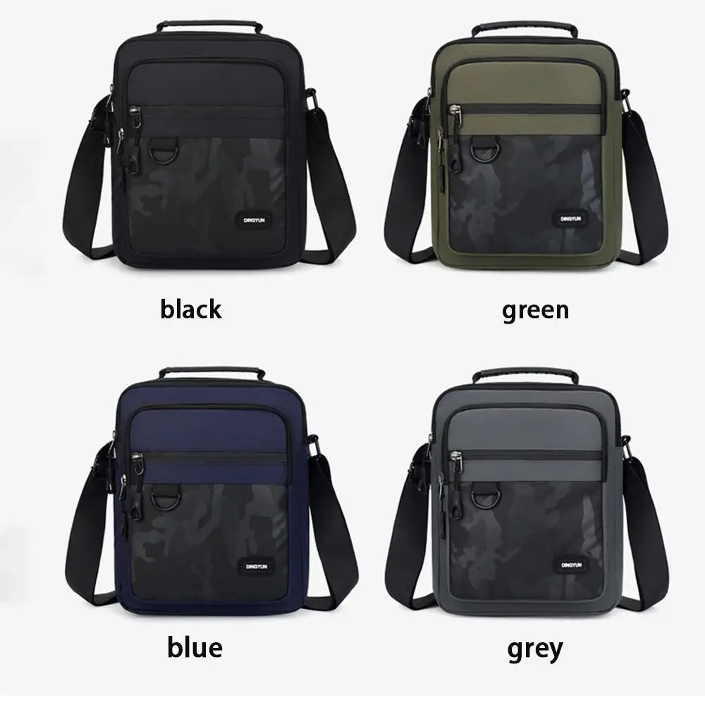 Solid Color Messenger Bag Fashion Design Square Shape Zipper Shoulder Bag Oxford Storage Belt Bag Men