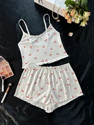 Girls Cute Homewear Underwear Thin Casual Night Sleepwear Nightwear Top and Panty Set