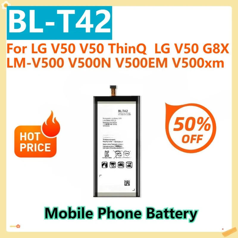 

For LG V50 V50 ThinQ LG V50 G8X LM-V500 V500N V500EM V500xm Phone BL-T42 3.87V Install Battery