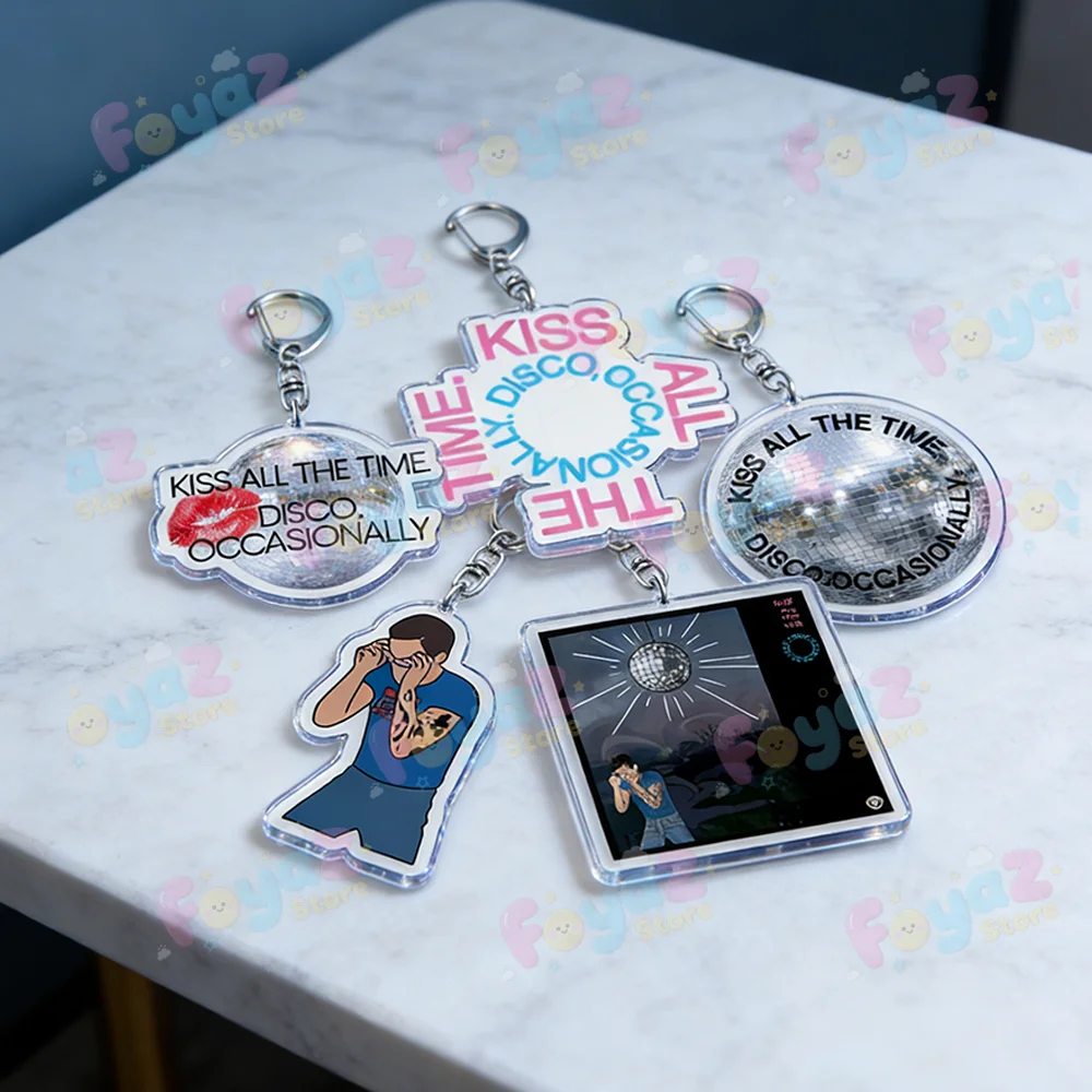 Kiss All The Time Singer Keychain for Accessories Aperture Disco Occasionally Album Keyrings Jewelry Fans Friends Birthday Gifts