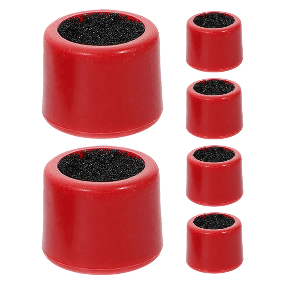 

6pcs Billiard Cue Tip Shaper Durable Plastic Burnisher Repair Tool Red Fits Most Sizes Portable Sander File Pool Accessories