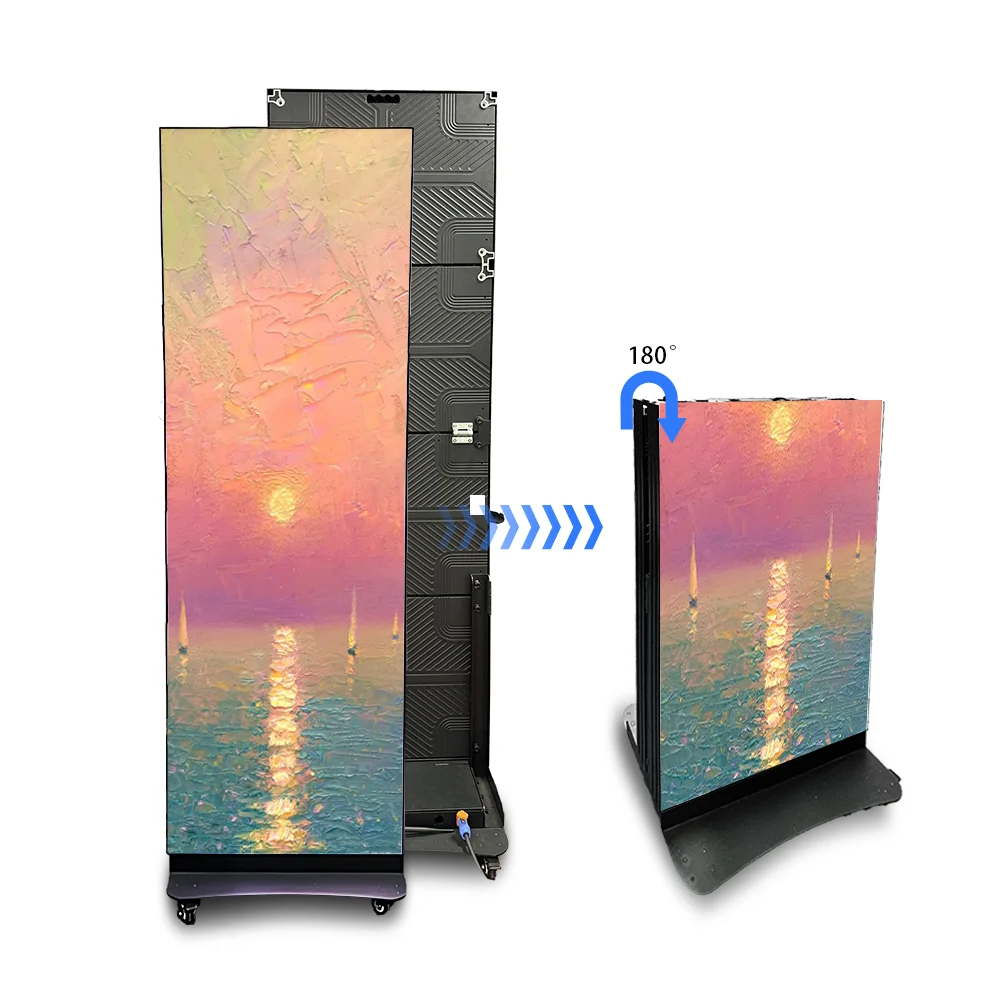 P2.5 Portable Floor Standing Outdoor Indoor Smart Ad Wall  Movable  Intelligent  Foldable  Advertising Screen Led Poster Display