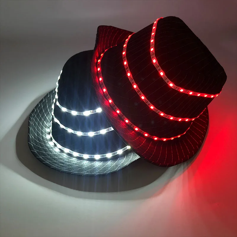 Led Formal Hat Birthday Halloween Christmas Concert Jazz Cap For Men Festival Decoration Accessories Blinky Gangster Top Hat