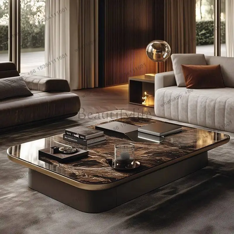 

Microcrystalline stone light luxury large flat floor living room household high-end tea table large apartment