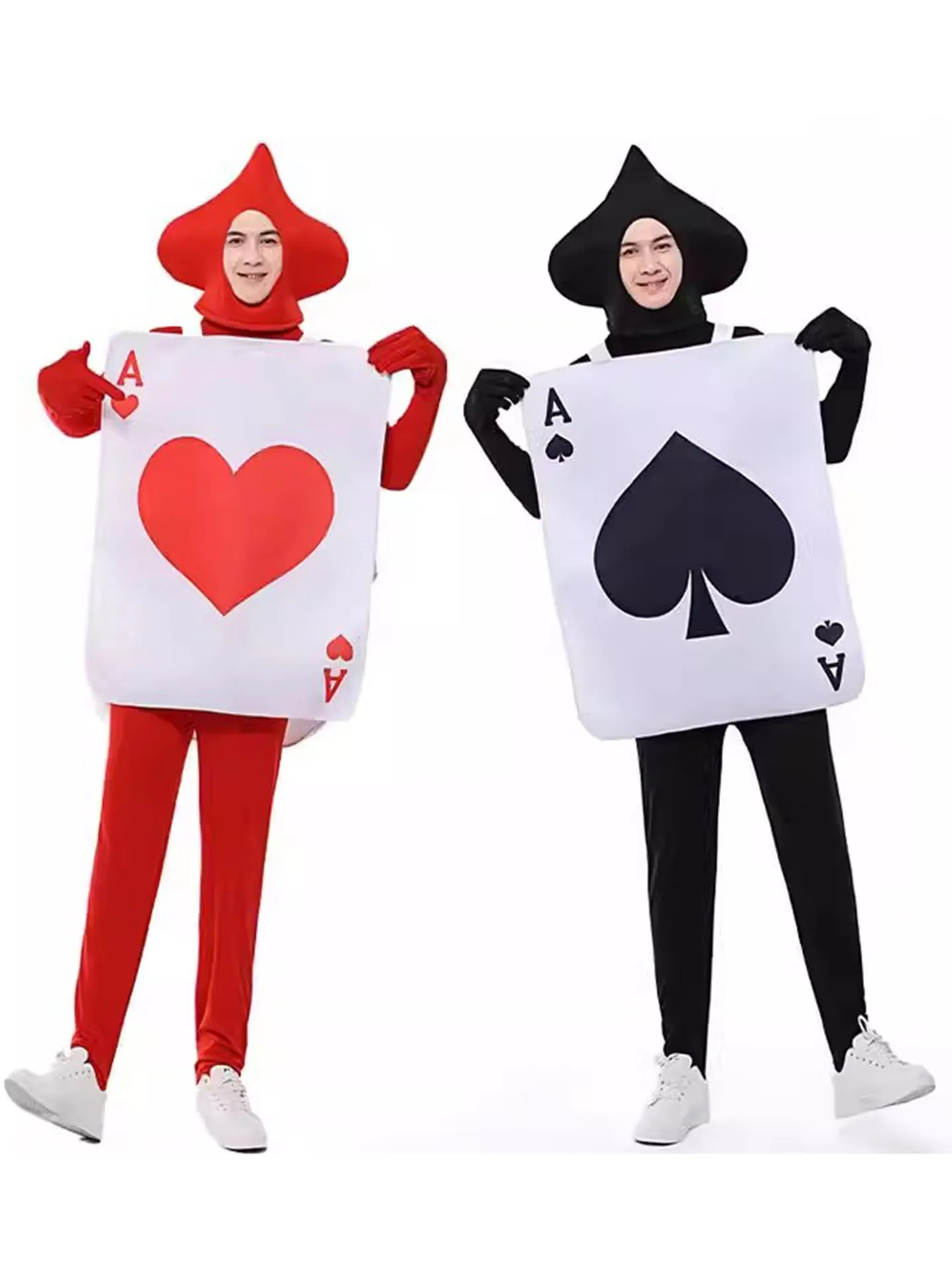 Disfraz de Póker para Adultos de loween, As de Picas Rojo, Divertido para Fiestas, Rey y Reina, Corazón Rojo, Disfraz para...