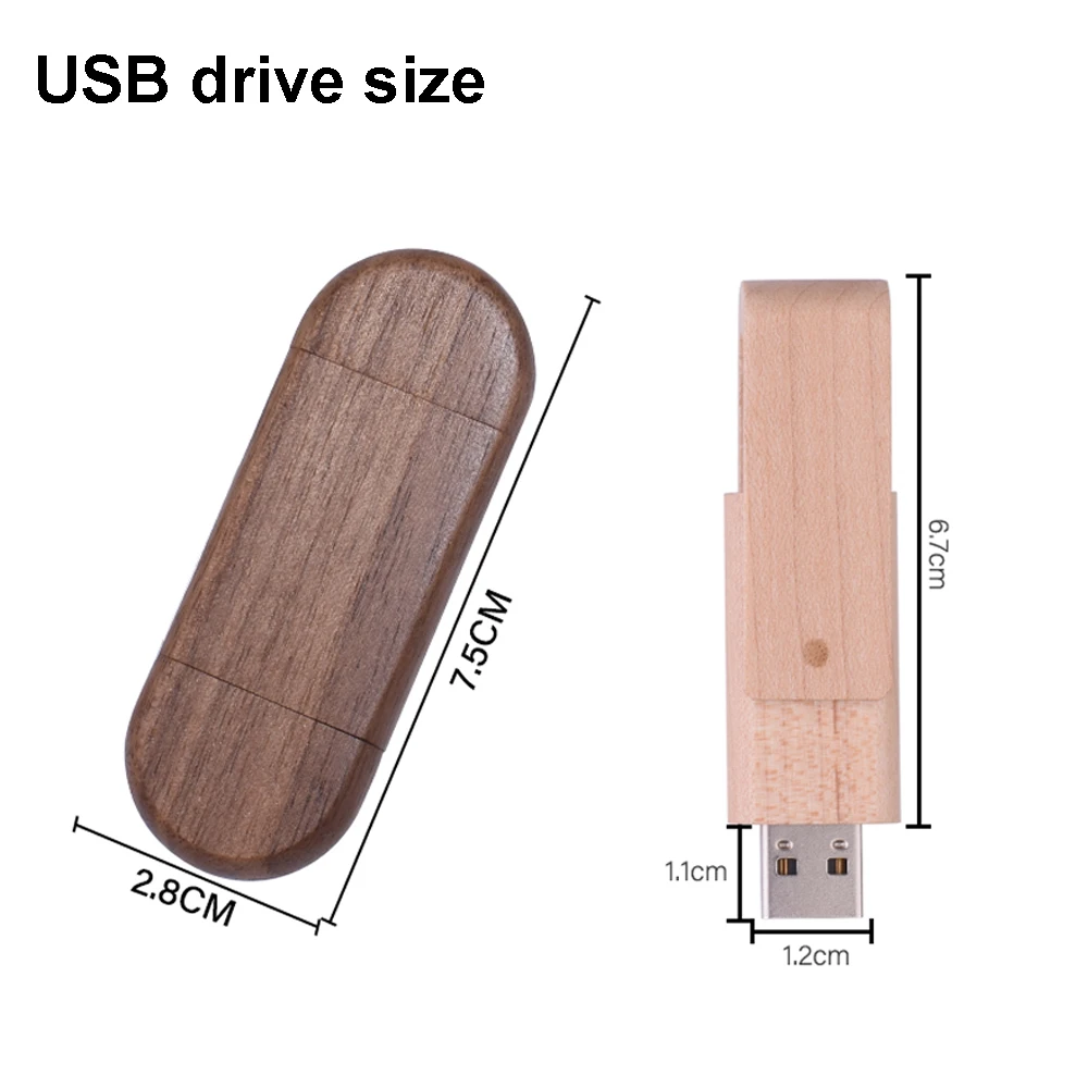 TYPE-C 2 in 1 Wooden USB Flash Drive 128GB Ree Custom Logo Memory Stick 64GB Oval or Rotatable Pen Drive 32GB Creative Gift