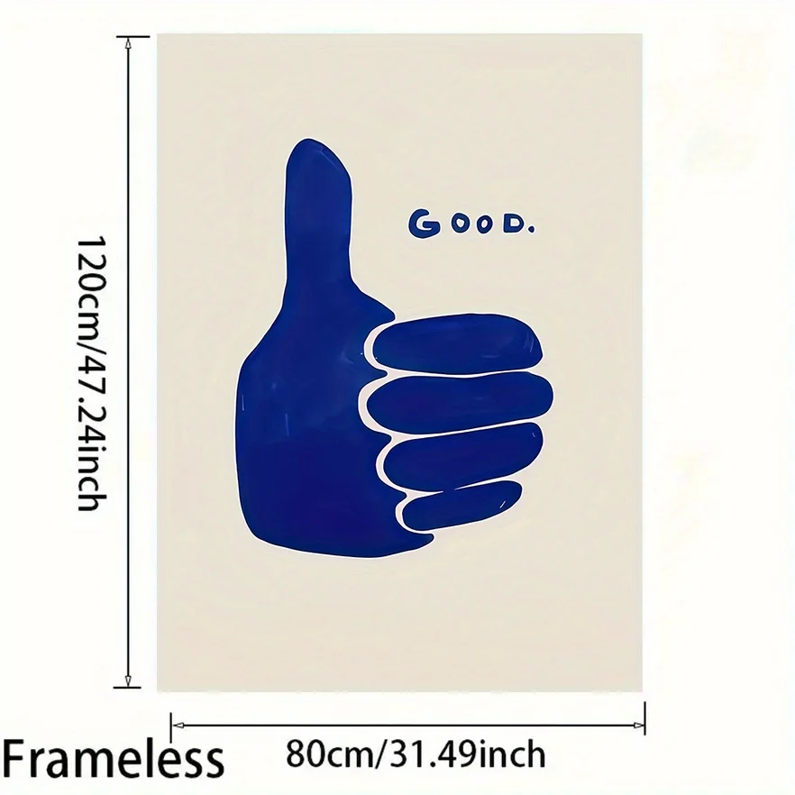 Frameless 1pc, Frameless, 31.49x47.24 inches, Blue Thumb Canvas Wall Art, showcasing a minimalist abstract design, perfect for d