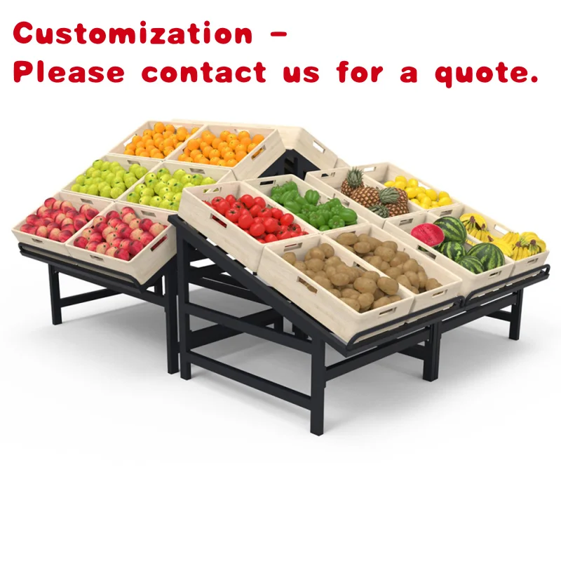 

custom.New Design Steel Wooden Fruit Vegetable VEGETABLE ISLANDS Stand Supermarket Shelves