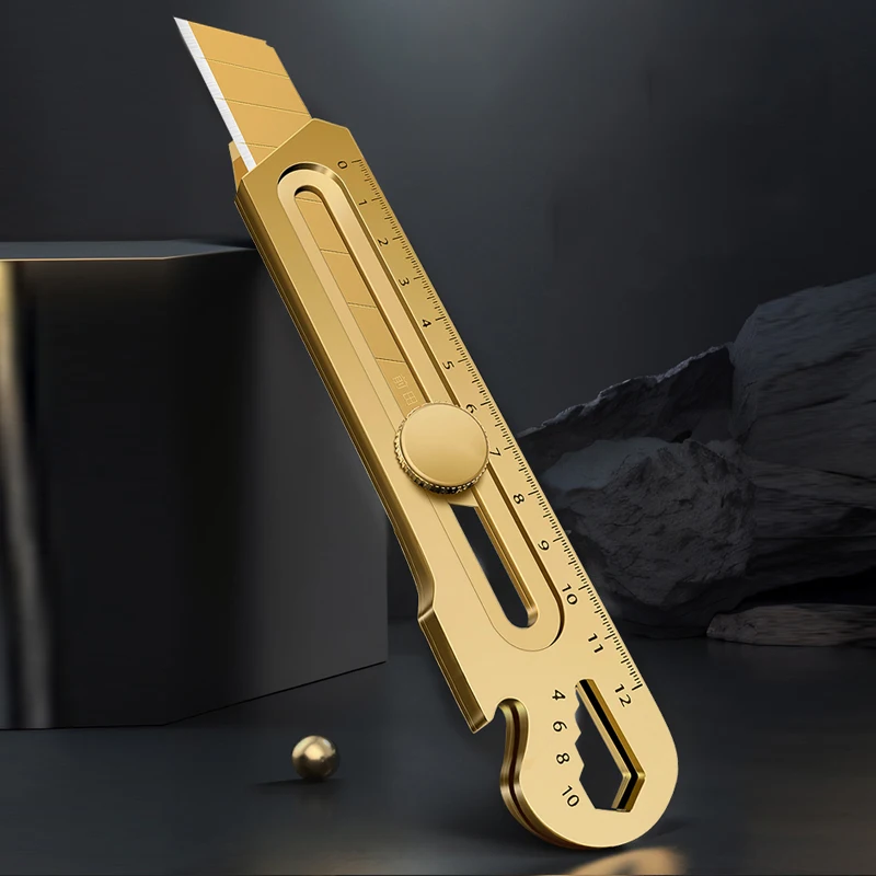 Imagem -06 - Multi-function Gold Stainless Steel Utility Knife Sharp Cutter Box Grau Industrial Faca Intermediário Ouro 18 mm em 1