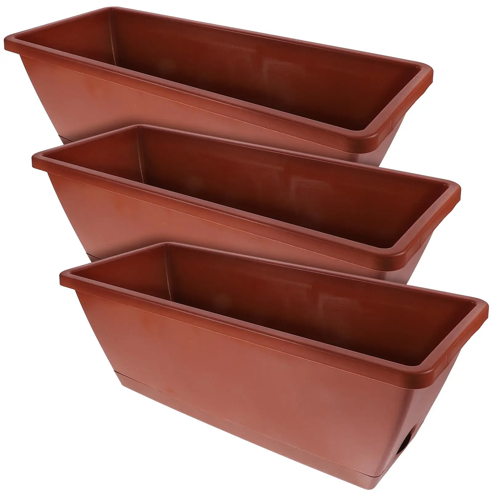 3 Pcs Rectangular Planting Trough Thickened Flower Pot Plastic Planter Balcony Garden Decorations Durable Smooth Surface