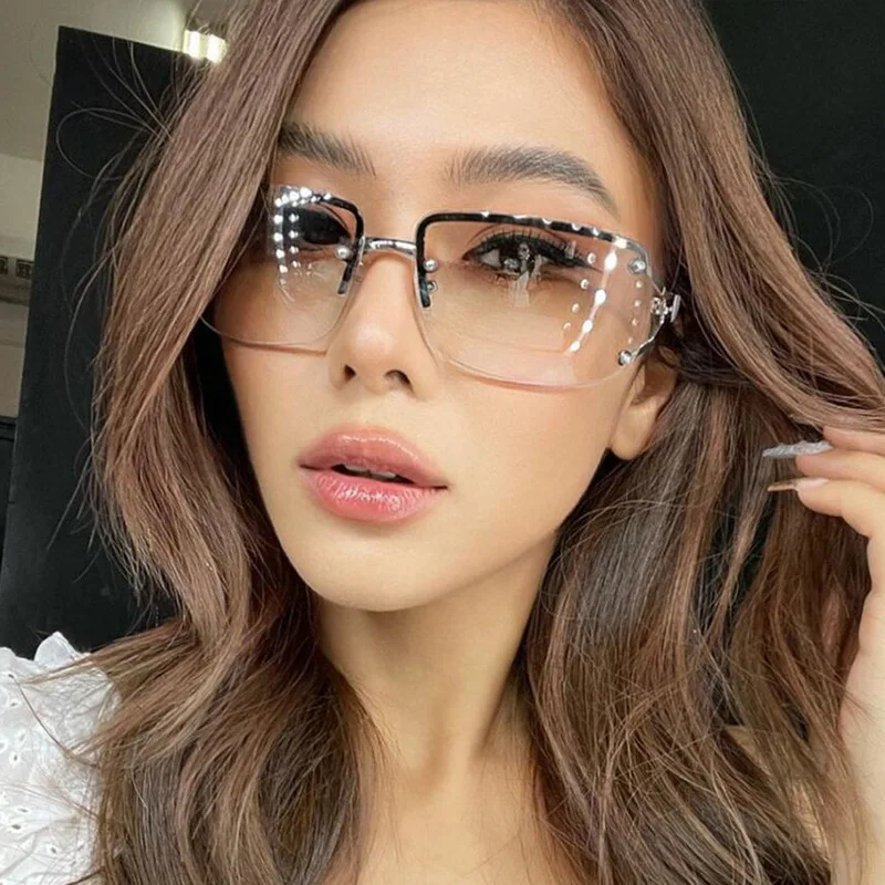 Oversized Goggle Rimless Eyewear Punk Y2K Sunglasses for Women Men Sports Sun Glasses Shades Oculos De Sol UV400