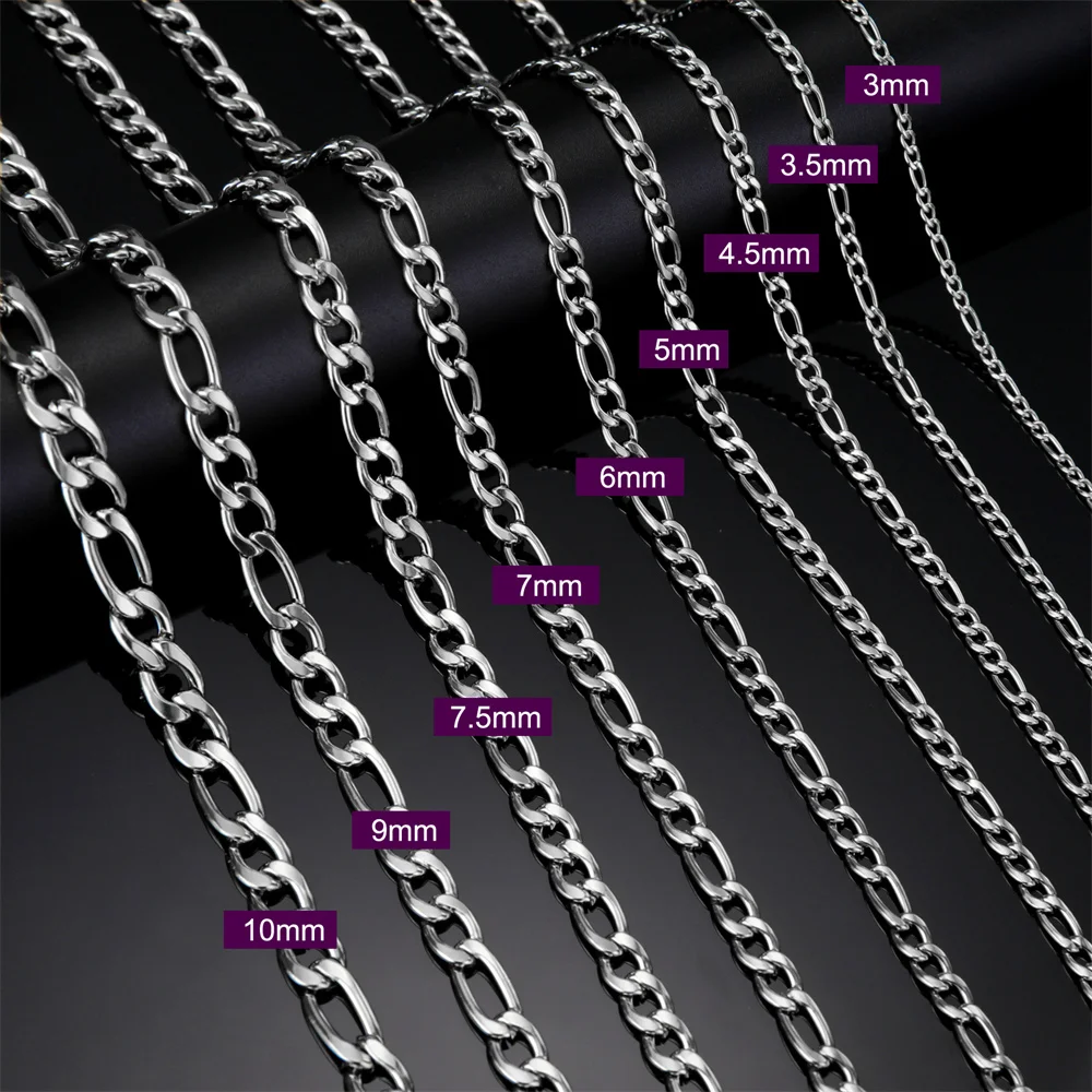My Shape 3mm-10mm kubanische Kette Edelstahl Halsketten für Männer männliche Ketten Figaro Box Kette Choker Punk Schmuck 45cm 50cm 60cm