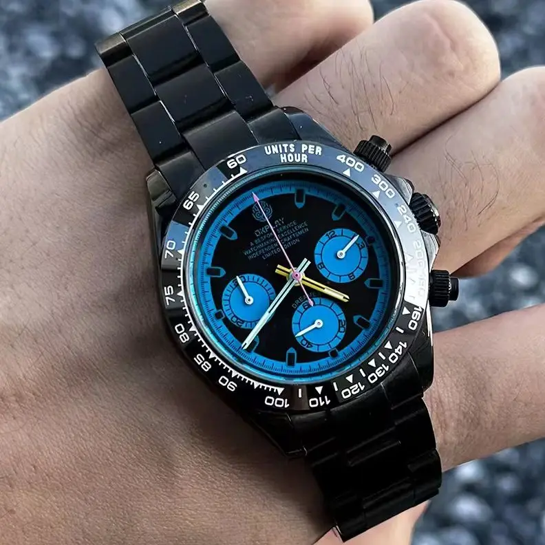 

Мужские часы OKPLAY с хронографом, 39,5 мм, кварцевые наручные часы Pilot, сапфировое зеркало, водонепроницаемость 100 м, VK63