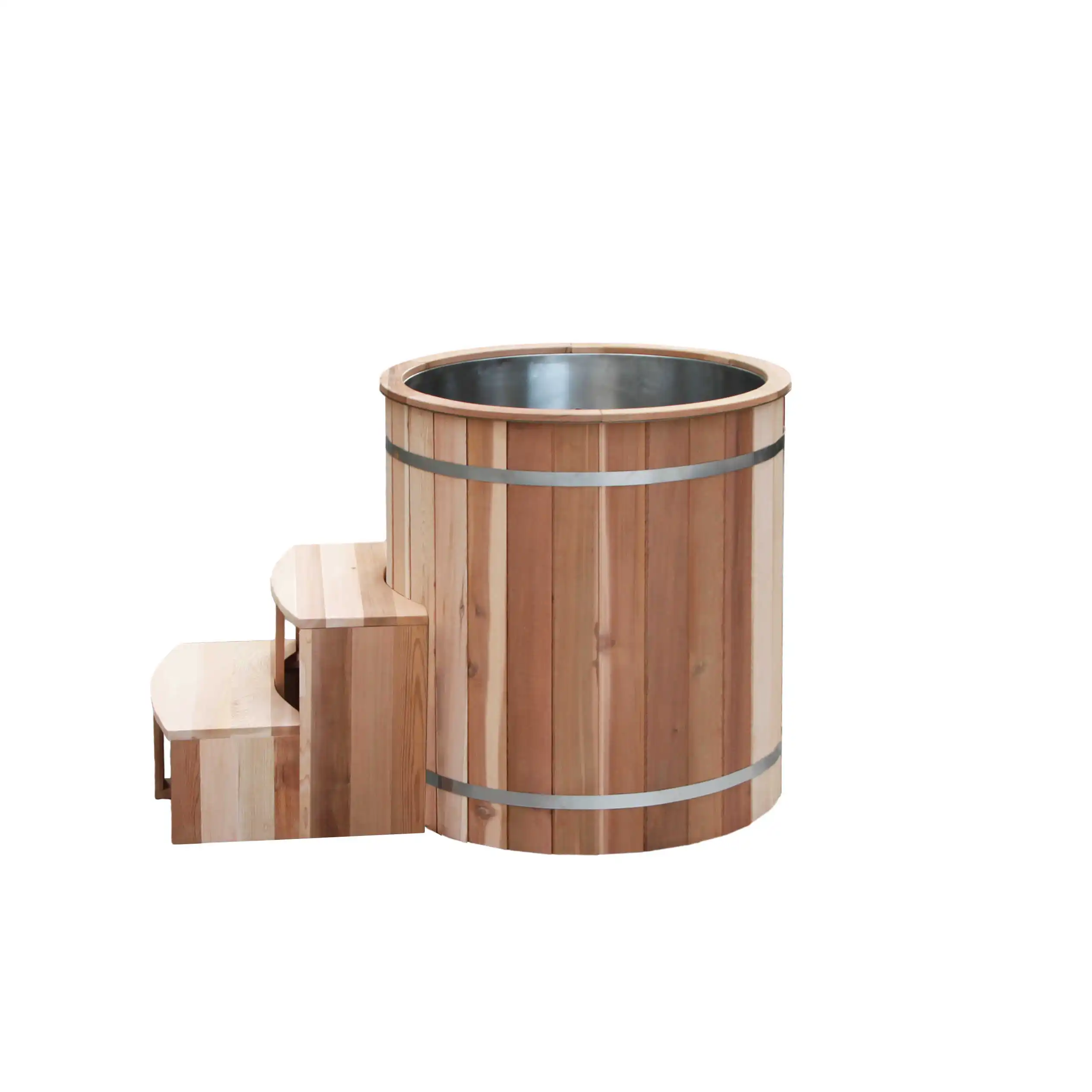 

Customizable For Good Cedar Wooden Skirt Stainless Steel Liner Portable Ice Bath Tub For Athletes Cold Plunge Barrel Recovery
