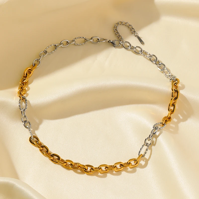 EILIECK 316L Edelstahl Silberfarben Hochwertiges Metallketten-Halsketten-Armband-Set Wasserdicht Beliebter Freizeitschmuck für Damen – Detail 14