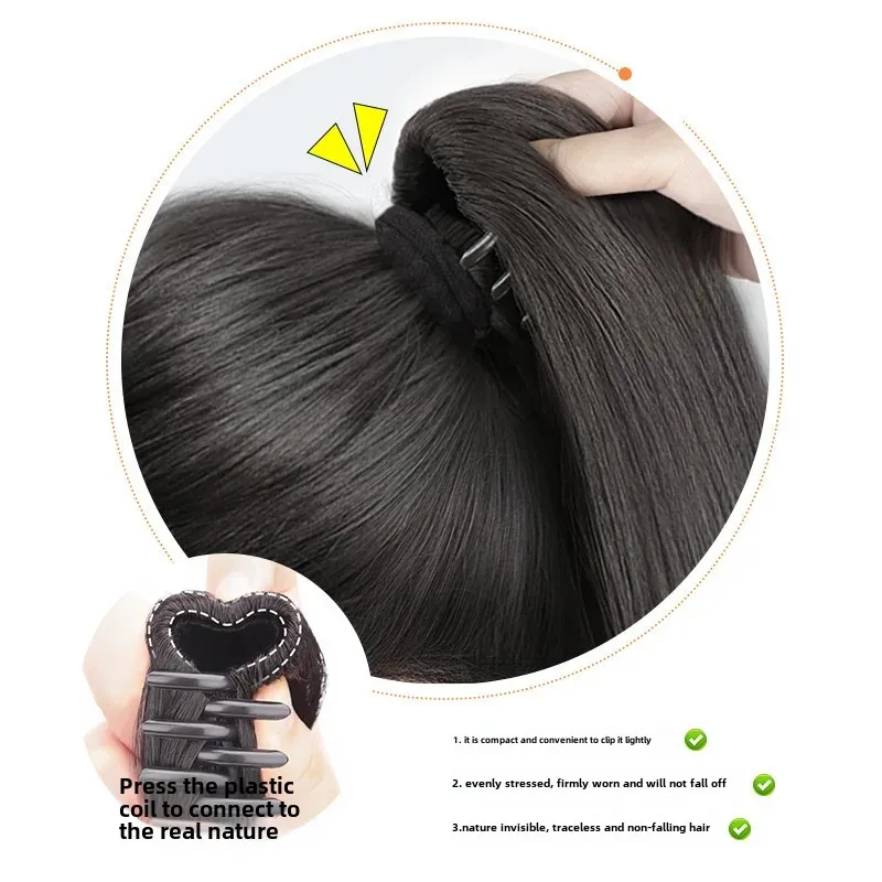 أنيقة مايكرو مجعد شعر مستعار طويل المرأة كليب على نمط الحد من العمر فو شعر مستعار بشري كامل قطع الألياف الآسيوية #2