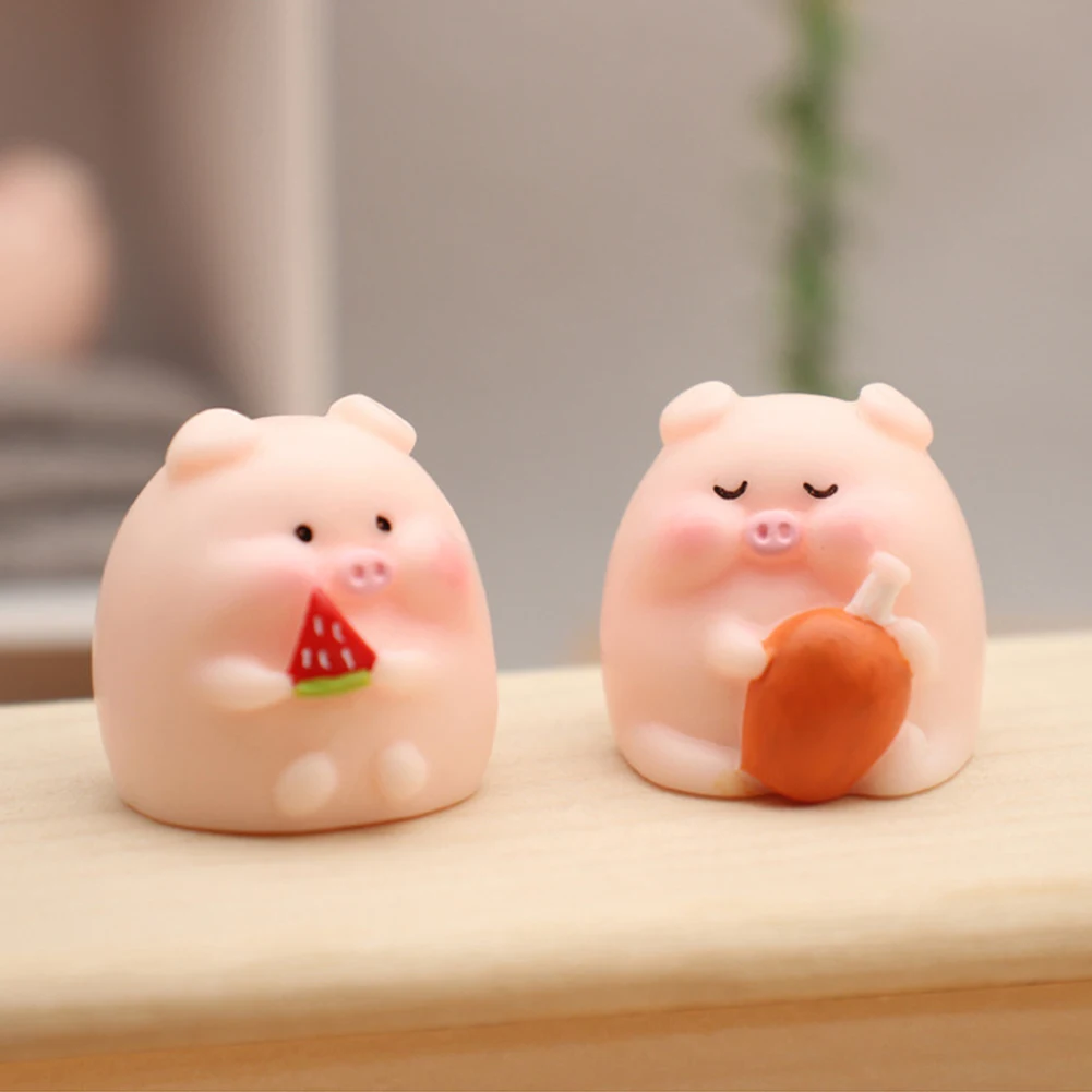 6pcs/Set Cartoon Pig Model Car Decor Cute Mini Animal Car Dashboard Accessories Fun Animal Car Rear View Mirror Decor Ornaments