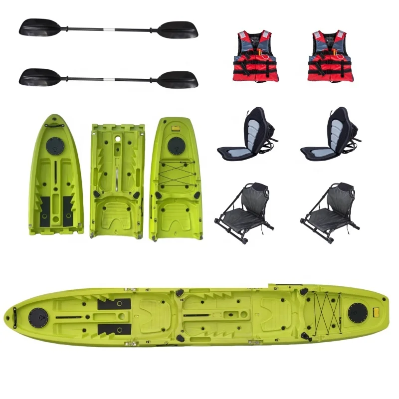 ！@LSF 2025 New 15FT  Modular Sit on Top Kayak 3-Piece  Detachable Plastic Kayak  for Family or Friends Kayaking