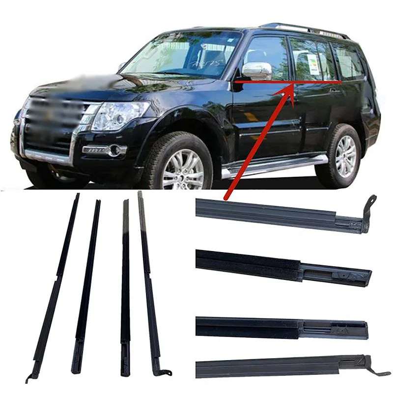 4Pcs Car Window Sealing Strip Side Door Outer Moulding Trim Sealing Belt Fit For Mitsubishi Pajero Montero V73 V93 V97 2000-2016