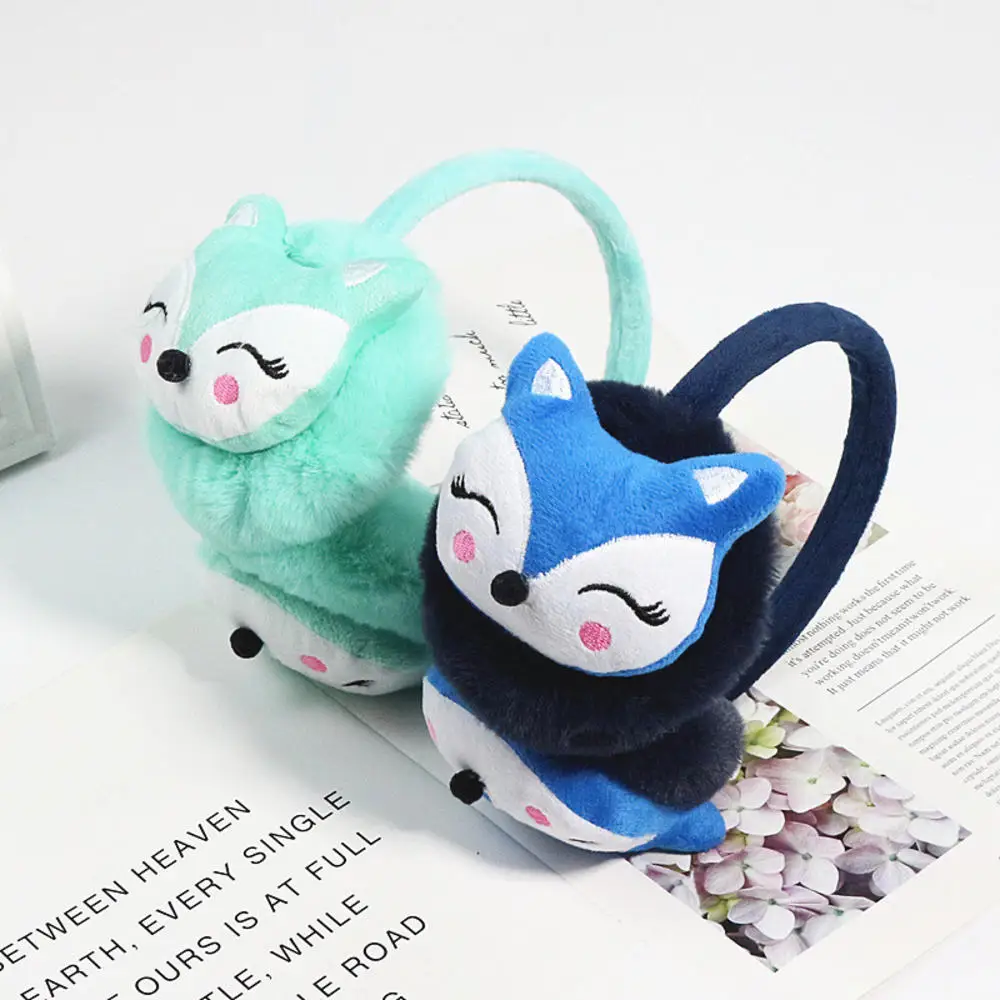 Autumn Winter Warm Ear Muffs Cute Cartoon Fox Shape Lovely Plush Earmuff Women Girls Boys Sports Ear Protection Warmer Earlap