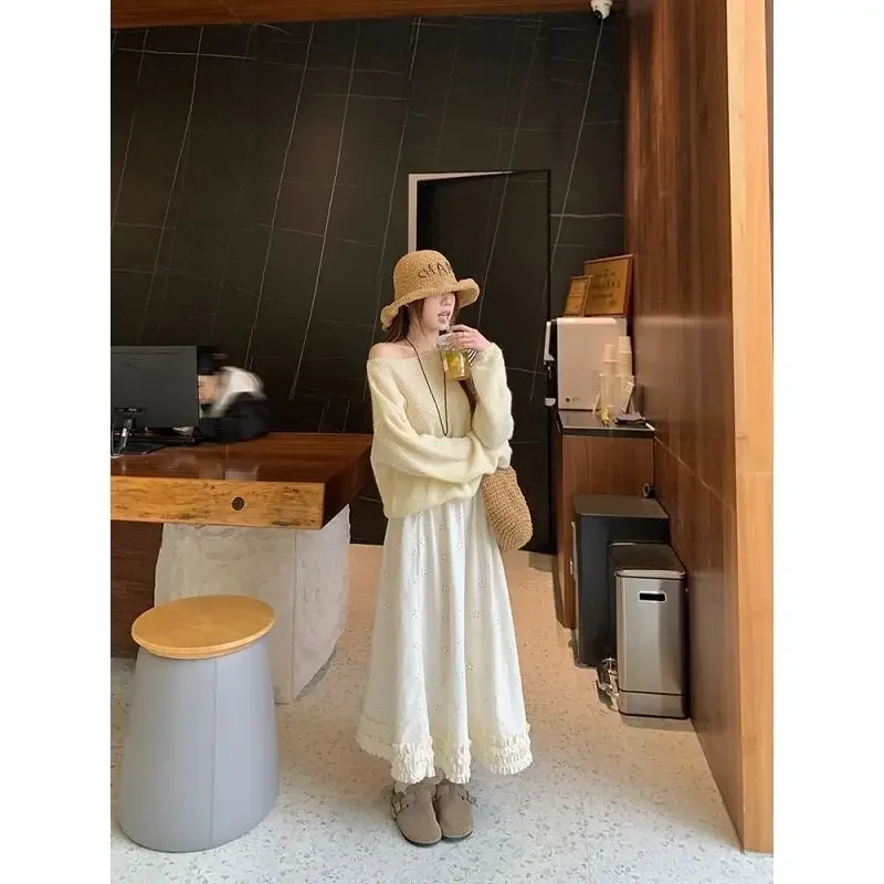 

Юбка средней длины с французским абрикосовым цветком и вышивкой, женская юбка-миди, весна 202, дизайн, темпераментные юбки трапециевидной формы