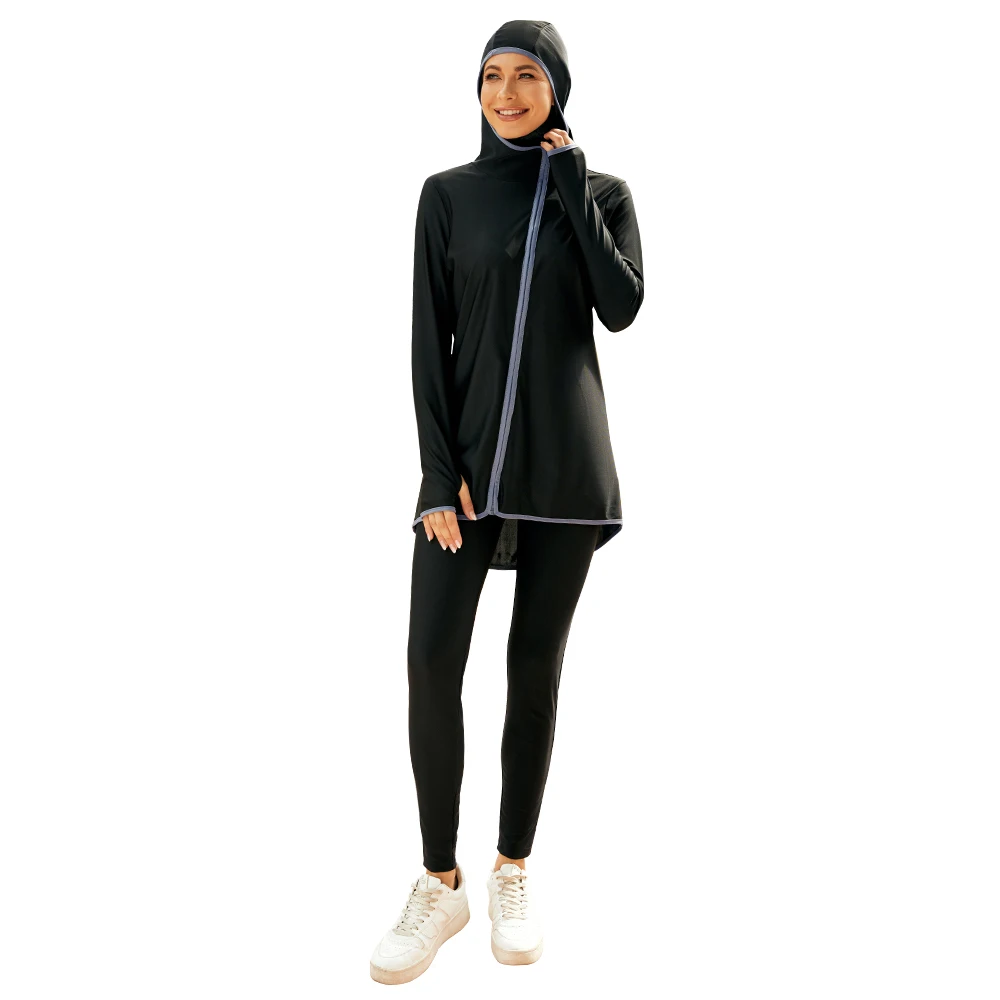 

Swimwear for Hijabis Full Coverage Hooded Collar Two-piece Burukini Muslim Swimwear Tight Fitting Muslim Sportswear Women