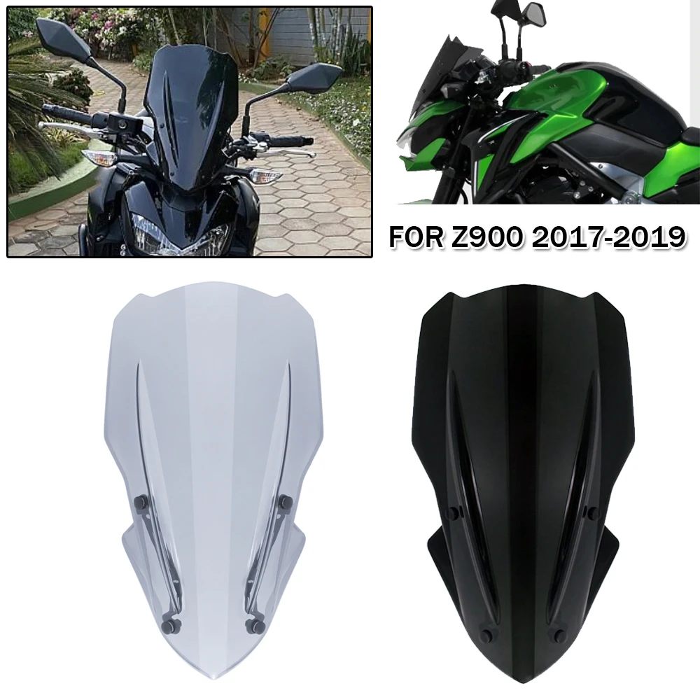 Motorcycle Touring Windshield Windscreen For Kawasaki Z900 2017 2018 2019 Z 900 Pare-brise Wind Deflector Visor With Bracket Kit