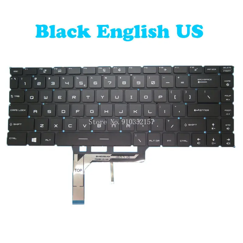 Keyboard For MSI GS65 PS42 NSK.FD0SW 01 343NN NSK-FDXBN 0E 9Z.NEVBN.X0E S1N3EIT2M1D10 NSK.FDXBN 1N 9Z.NEVBN.X1N S1N2EDN2Q1D10