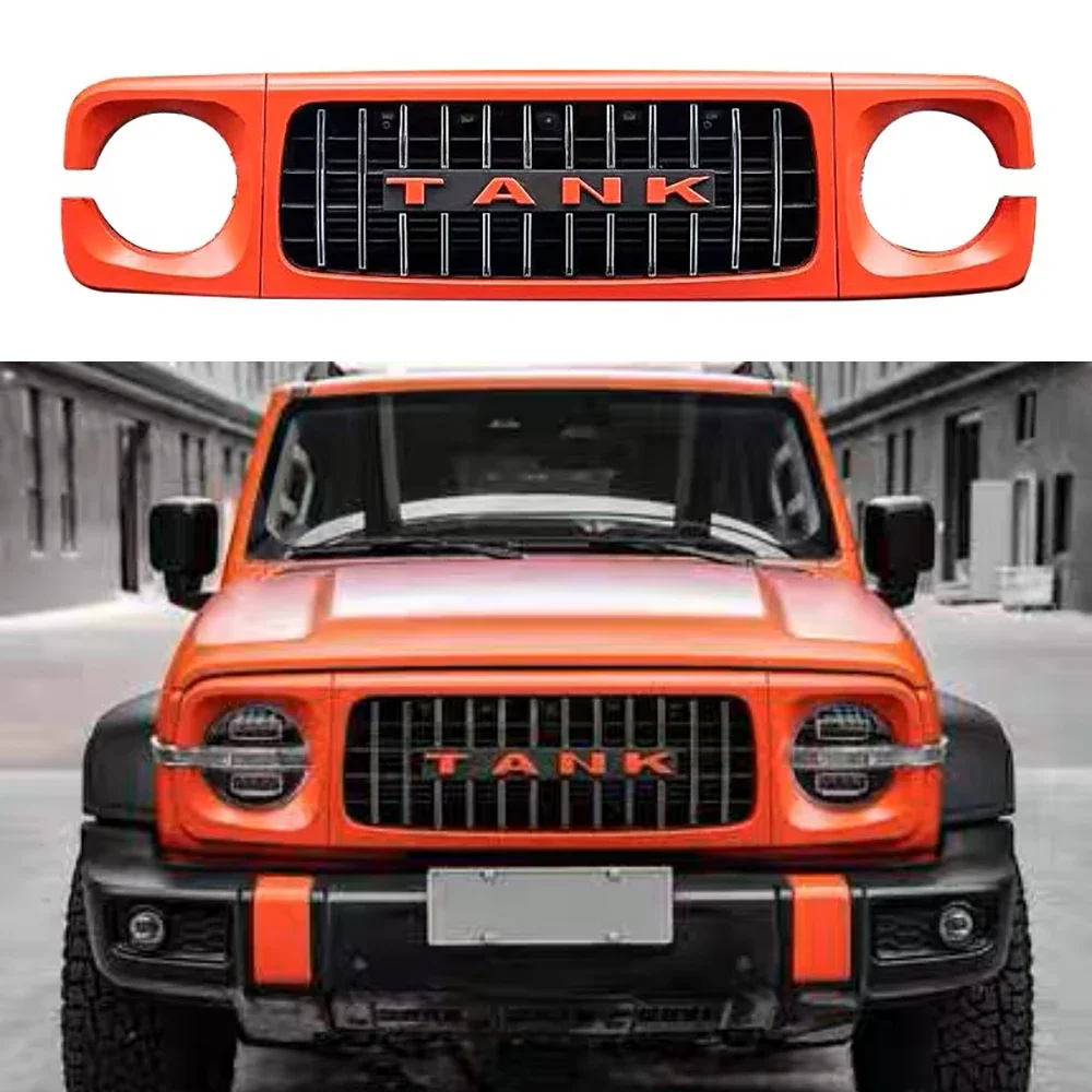 Off-road 4x4 Bumper Grille Fit For Great Wall GWM WEY Tank 300 2021-2024 Modified GT Style Front Face Radiator Grille