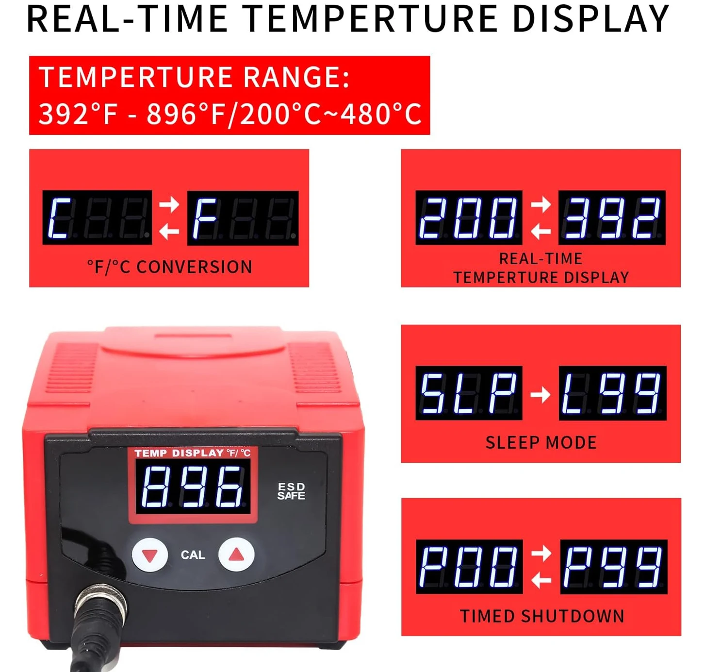 938D 70W digitale soldeerboutstationkit met precisiewarmteregeling, ingebouwde transformator, ondersteuning voor automatische slaap- en kalibratie