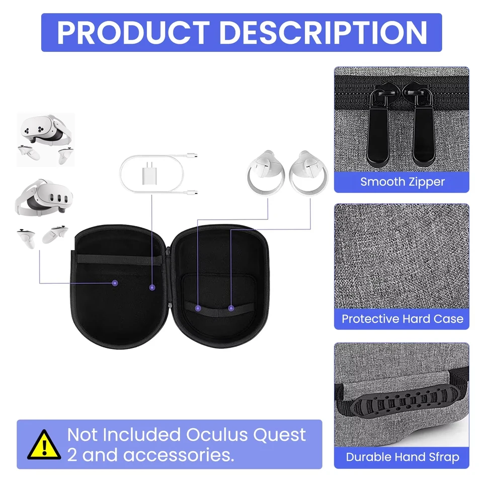 HavenDomicile Custodia EVA Per Meta Quest 3S – Capiente, Protettiva E Perfetta Per Viaggiare