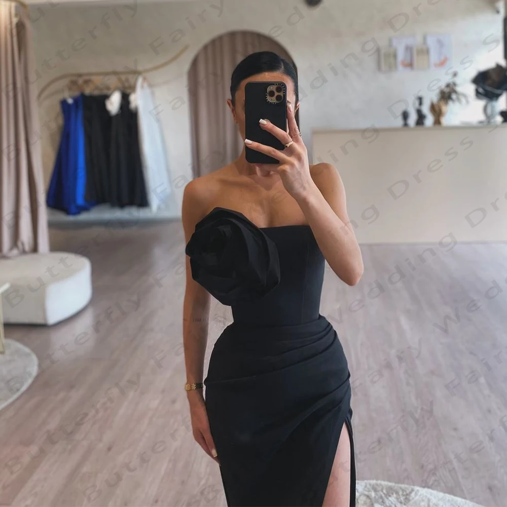 Simple Women\'s Evening Dresses Mermaid Sexy Off Shoulder Sleeveless Black Princess Prom Gowns Formal Beach Cocktail Party Robe