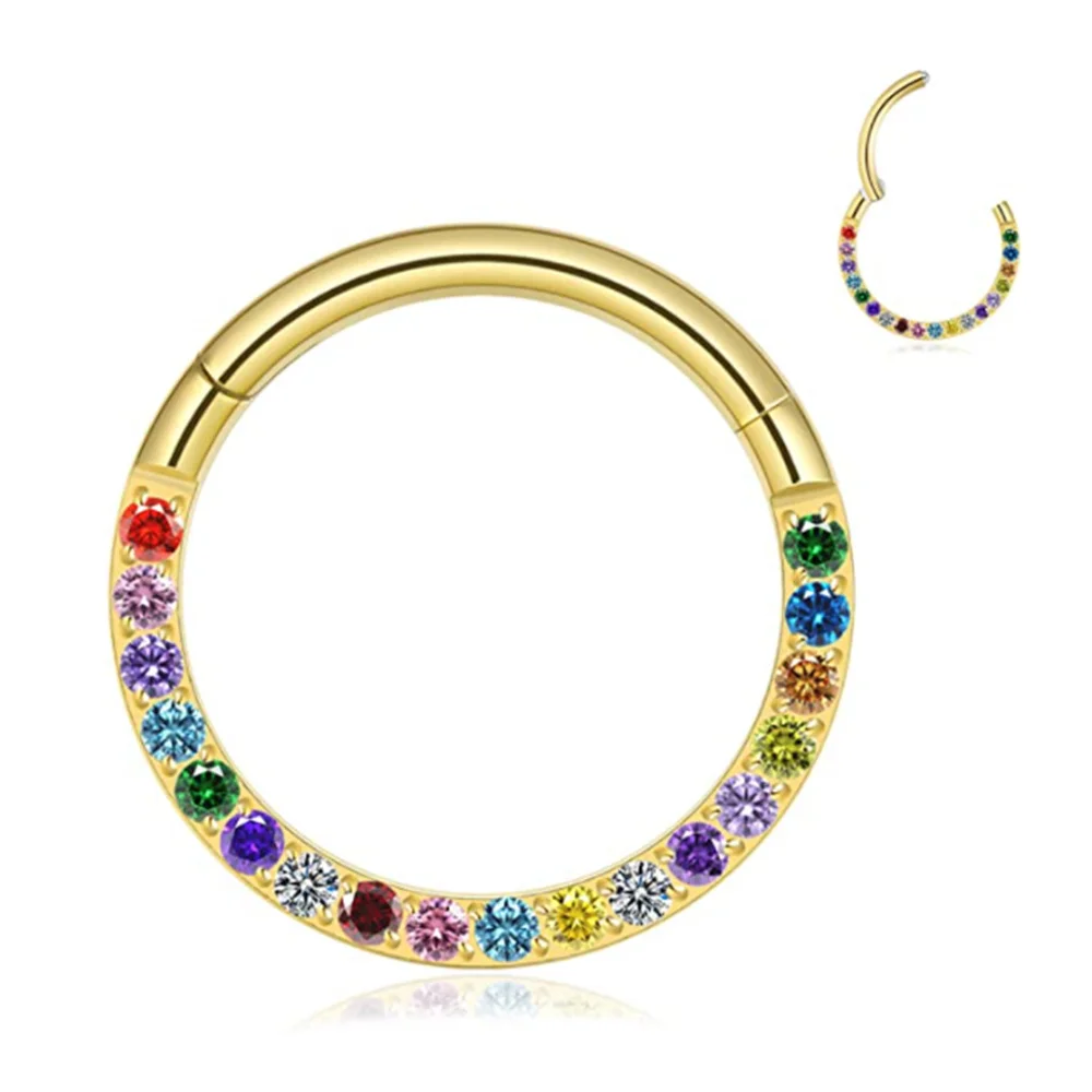 G23 Titanium 16G Septum Nose Rings CZ Double Hoop Open Stack Daith Helix Tragus Cartilage Clicker Earring Conch Piercing Jewelry image 3