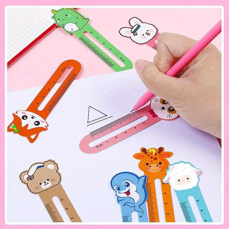 50Pcs/Box Cartoon Animal Bookmark Cute Bear Student Ruler Bookmark Students Supplies