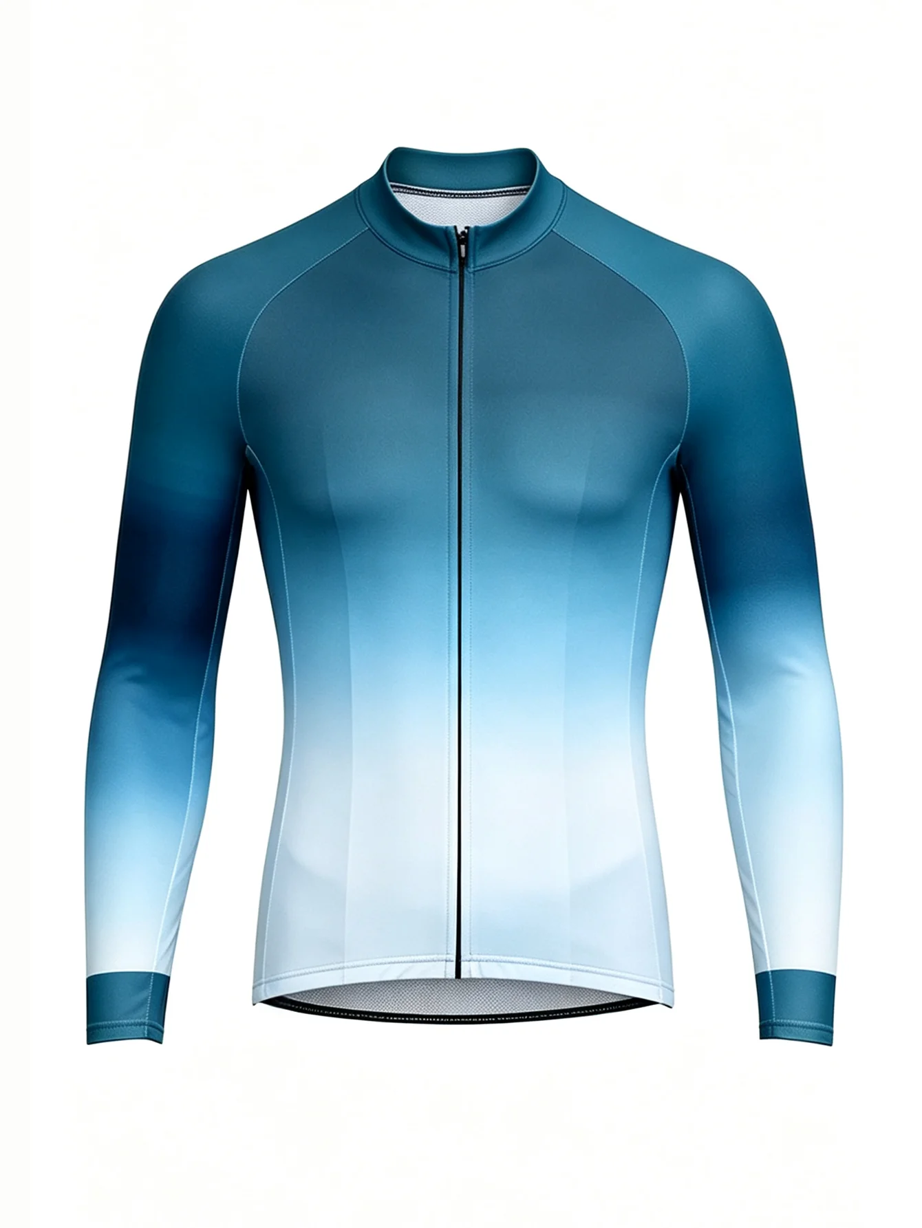 Long Sleeve Cycling Jersey Men Gradient Print Quick Dry Full Zipper Road Bike MTB Bicycle Tops Ropa Ciclismo