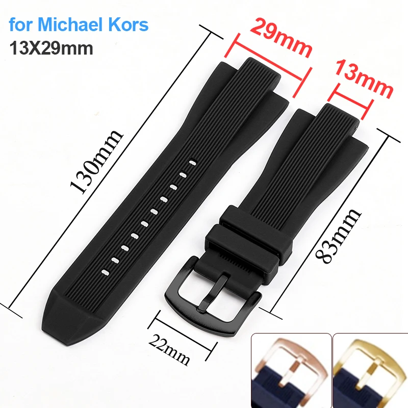 Silicone Watchband for Michael Kors MK9020 MK8729 MK9026 MK8184 MK8152 Soft Bracelet Men Replacement Strap Wristband 13X29mm