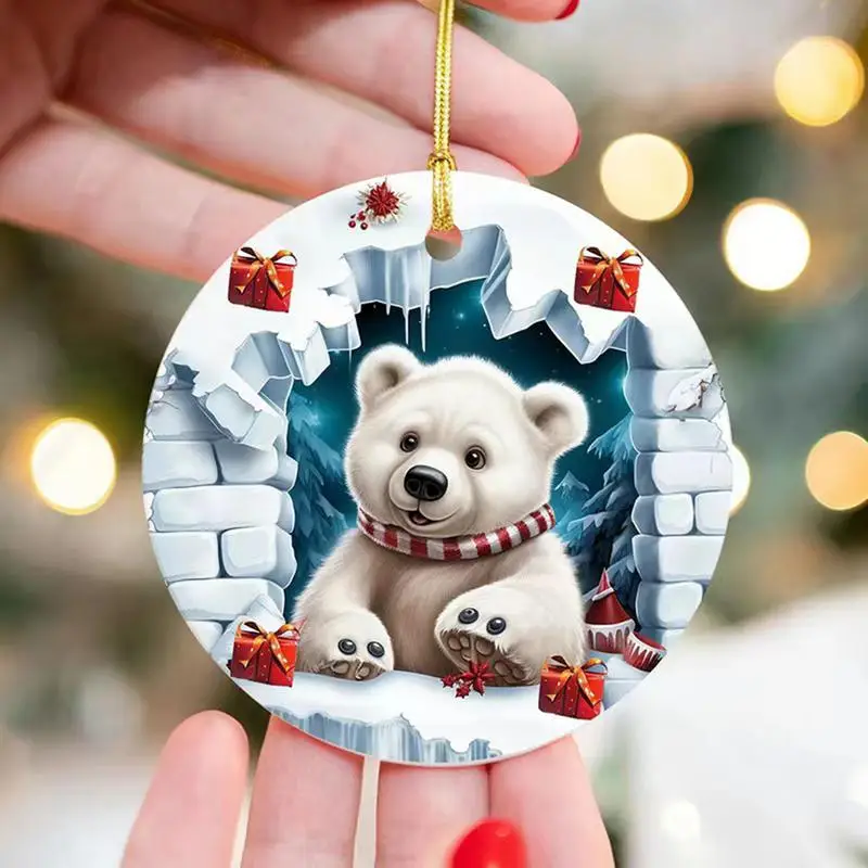 Snowman Ornaments For Christmas Tree Break Through Acrylic Fantasy Christmas Wall Decor 2D Creative Window Ornaments For Holiday