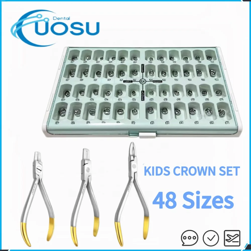 

48Pcs/Kit Dental Kids Primary Molar Crown Stainless Steel Preformed Temporary Crowns Pediatric Dentistry Material