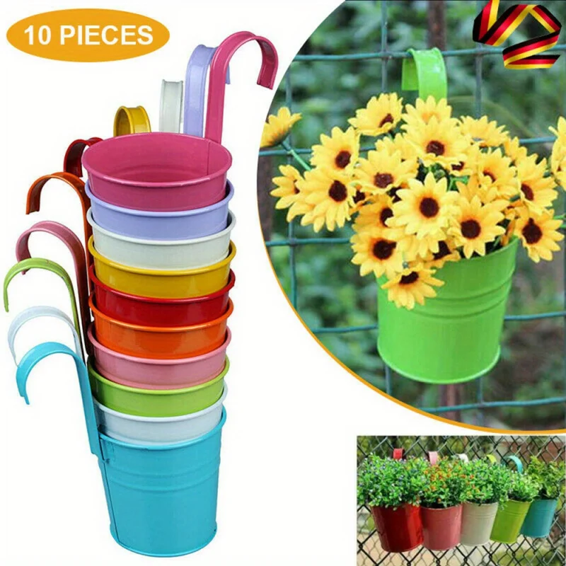 

10pcs Hanging Metal Flower Bucket Plant Pot Basket Home Decor Garden Mini Tins