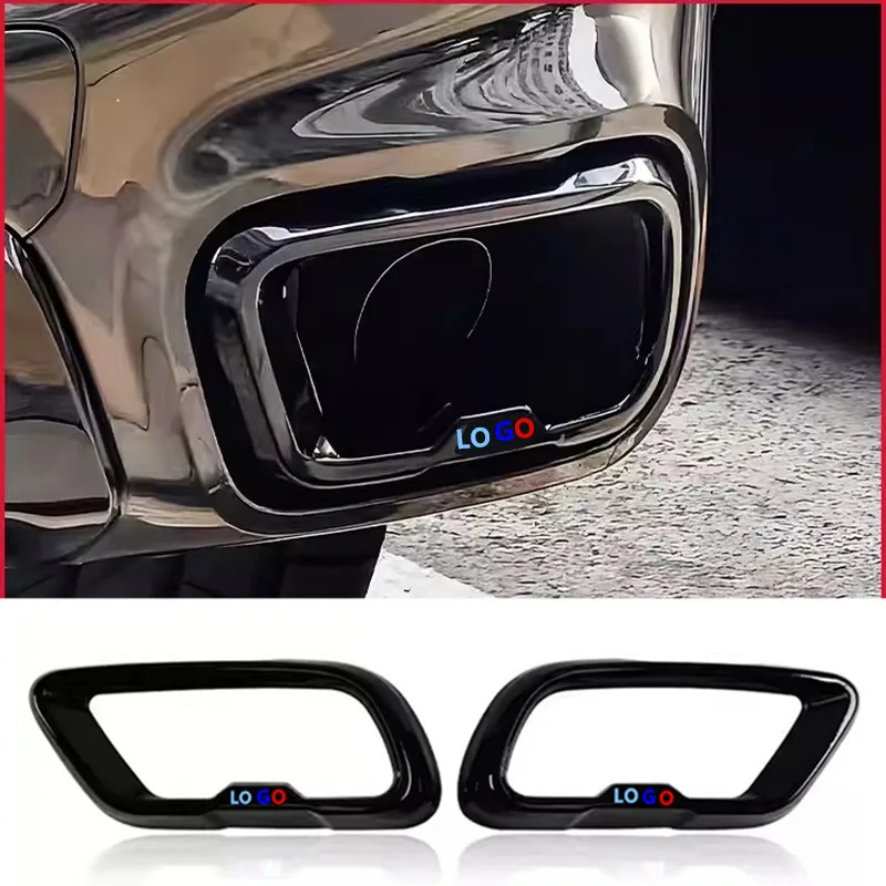 2Pcs Car Stainless Tail Throat Exhaust Pipe Muffler Tip Cover For BMW X6 G06 2019 2020 2021 2022 2023 Auto Accessories