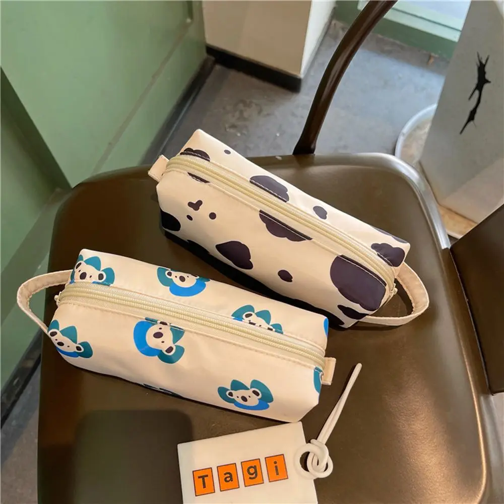 Original Self-made Cow Bear Pen Bag Large Capacity Student Pencil Case High School Office Supplies Makeup Bag