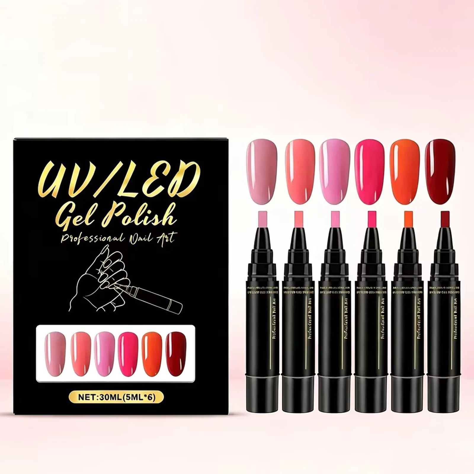 6Color Diy Nail Art Pens Bright Color High Pigment Waterproof Manicure Painting Long Lasting Glossy Finish Nail Art Oil Pens Kit