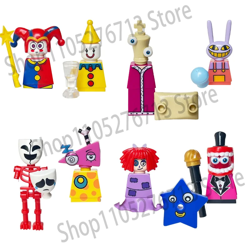 

Набор из 8 фигурок Pomni Amazing Digital Circus: конструктор, научно-фантастические аниме-персонажи, кирпичики, подарок для детей