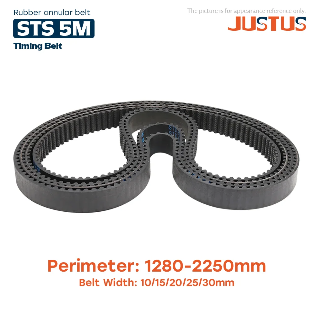 STS 5M Semicircular Arc Tooth S5M Rubber Closed-loop Synchronous Belt Length 1280-2250mm Width=10/15/20/25/30mm Pitch 5mm