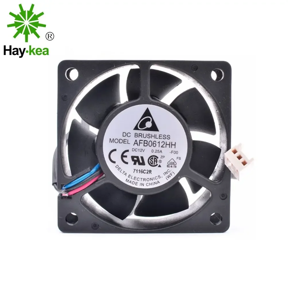 For DELTA AFB0612HH 6cm 60mm fan 6025 12V 0.20A Double ball bearing 2-wire power cooling fan